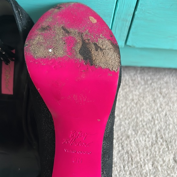 Retro Betsy black with silver sparkle, high-heeled, open toe shoes - Picture 5 of 7